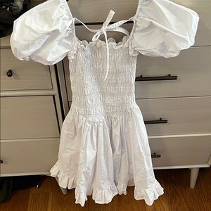 Sandy Liang White Puff Sleeve Dress Size 2